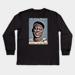 Willie Mays: Say Hey Flashback to 1958 Kids Long Sleeve T-Shirt